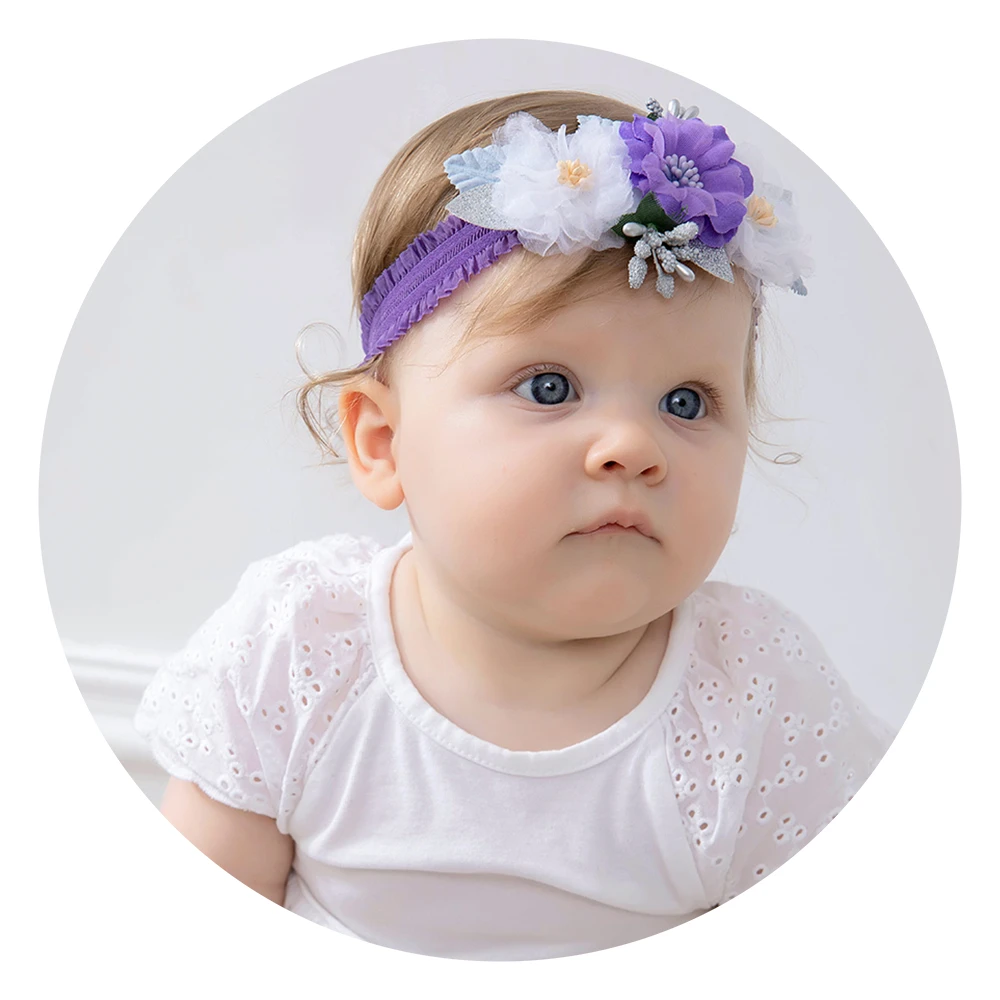 

Flower Headbands For Girls Floral Nylon Elastic Princess Hairband Baby Headband Fashion Kids Headwear Newborn Hair Accessories