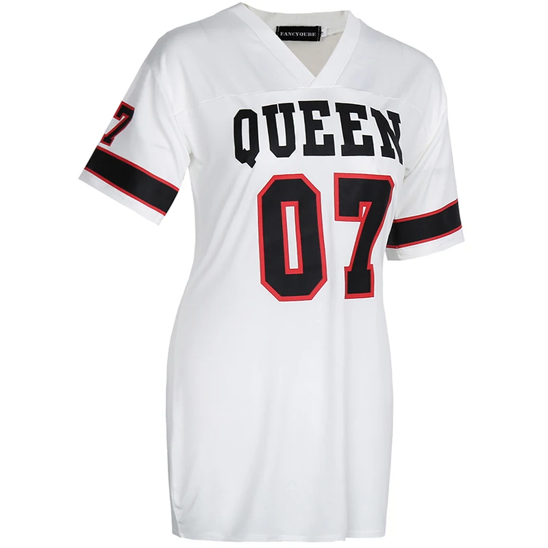 

Fashion Queen Letters Printing Women Sexy Bodycon Mini Dress Casual Short Sleeve Slim Work Fashion Bodycorn Dresses