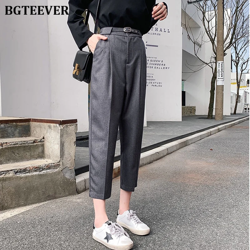Женские офисные брюки BGTEEVER элегантные шаровары с высокой талией и карманами на