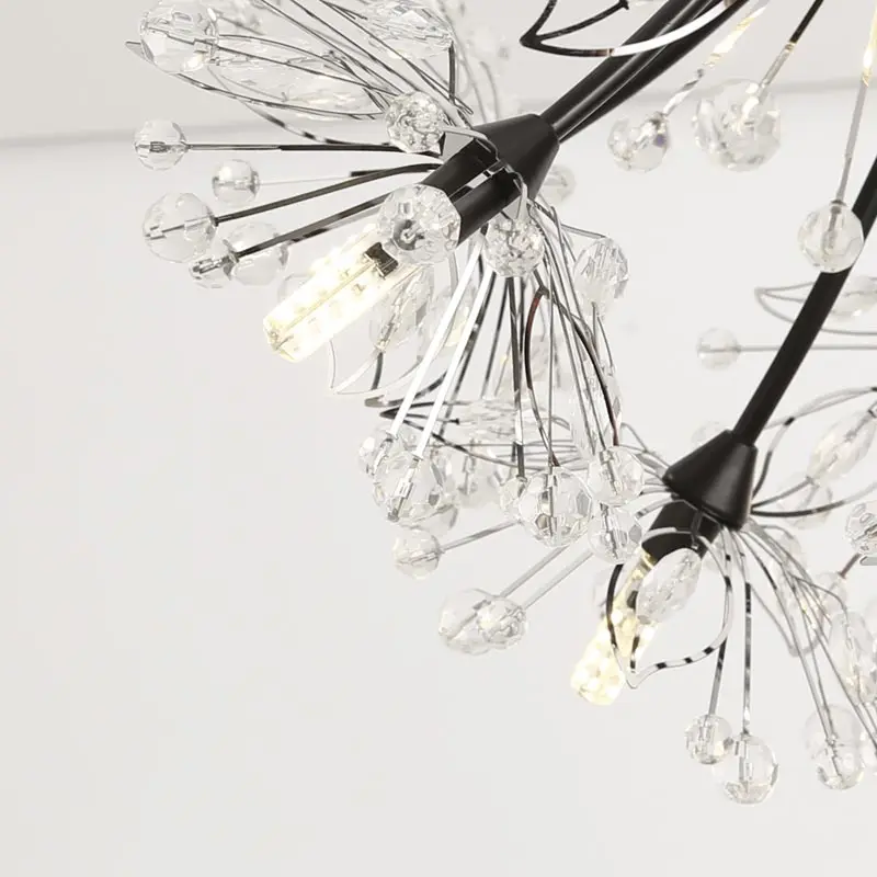 Скандинавский черный дизайн светодиодная лампа роскошная хрустальная люстра