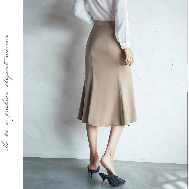 Женская элегантная юбка из органической кожи Блестящая атласная простые