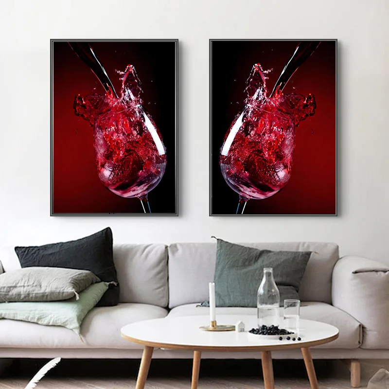 Абстрактная Картина на холсте современное настенное изображение бокале