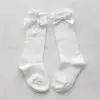 White Хлопковые гольфы для маленьких девочек; гетры из хлопка с бантом и лентой; Комплект носков - Цвет: White