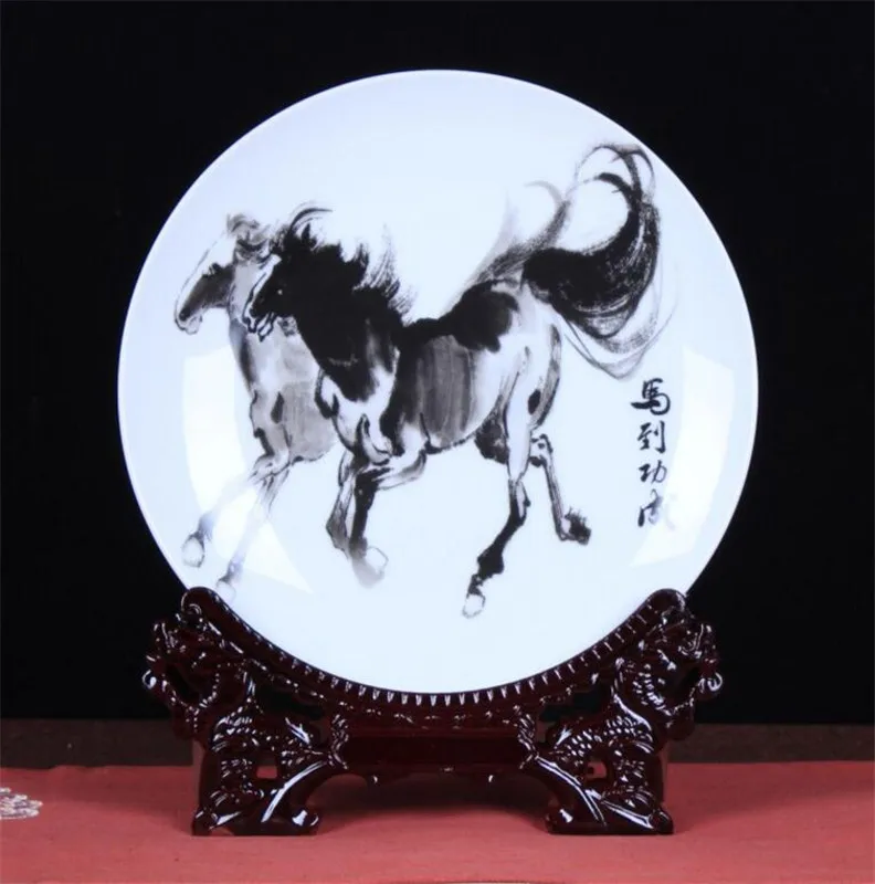 Медная Статуя YM китайская статуя Цзиндэчжэнь фарфоровая живопись Зодиак лошадь