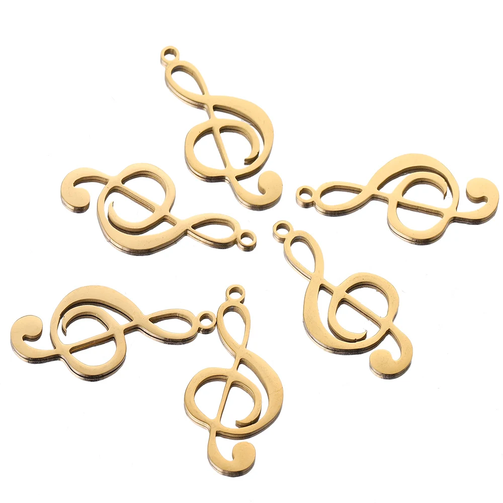 

10pcs Stainless Steel Gold Plated Musical Note Pendant Charms for DIY Bracelet Necklace Findings Jewelry Making Bulk Wholesale