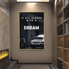 Современный черно-белый постер с мечтой, картина HD, печать на стене гостиной, спальни, арт-деко без рамки