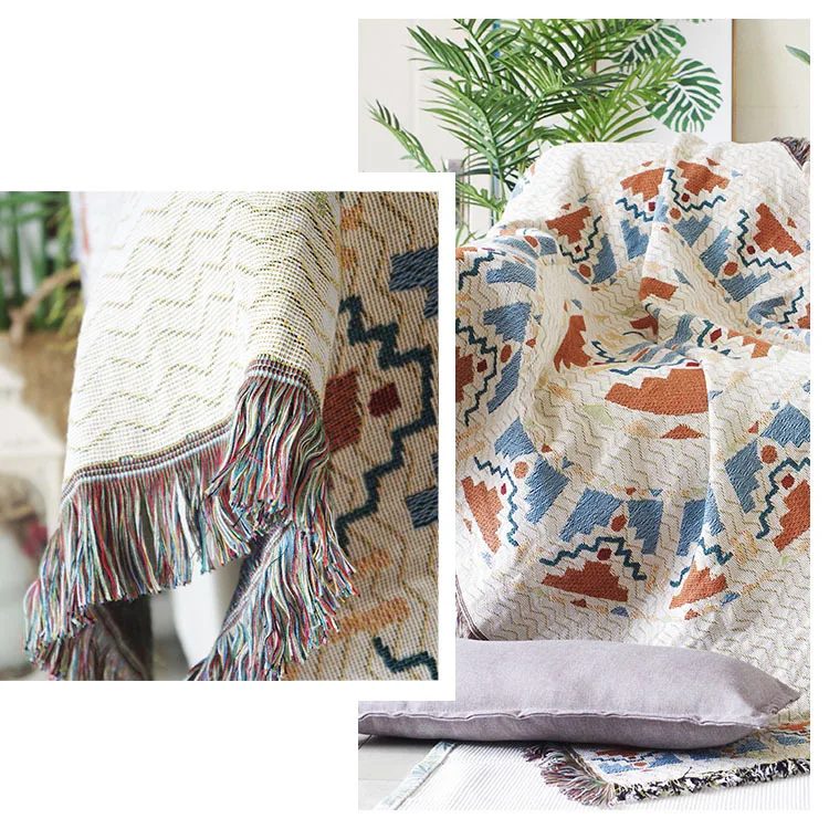 

Grey Geometric Throw Blanket Chair Sofa cover Towel Knitted Nap Blanket With Tassels Tablecloth Tapestry Home Bed Decoration