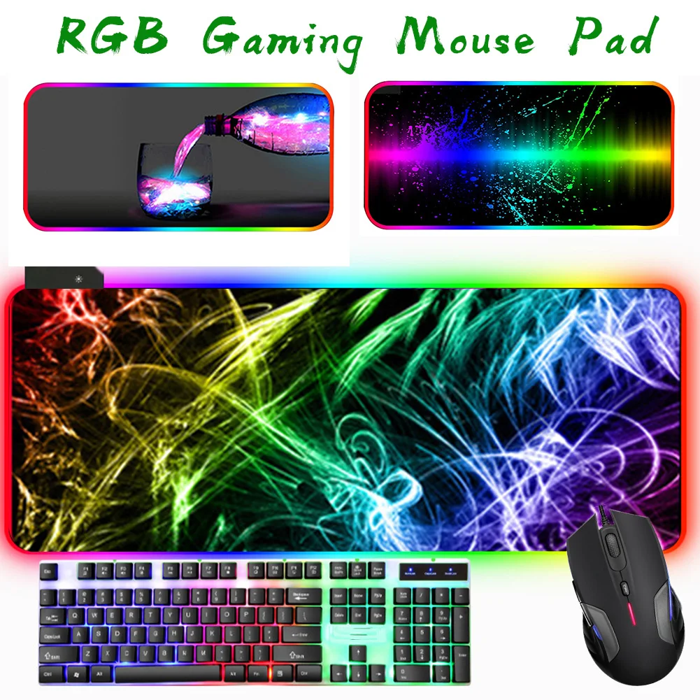 Нескользящий большой цветной градиентный USB порт RGB игровой коврик для мыши