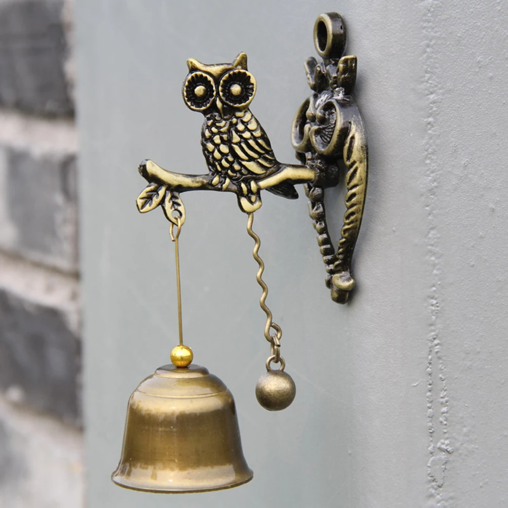 

Wall Mount Owls Doorbells Welcome Wireless Doorbell Retro Vintage Metal Iron Bells Front Door Decoration Christmas Ornament Gift