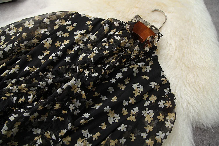 

European and American women's clothing spring 2021 new long ma3 jia3 Fashion long-sleeved floral print dress bow two-piece