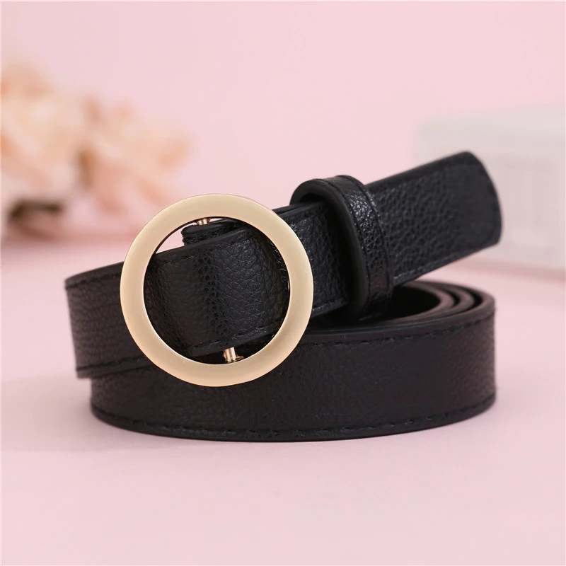 Ремень без отверстий Женский простой универсальный модный черный пояс для