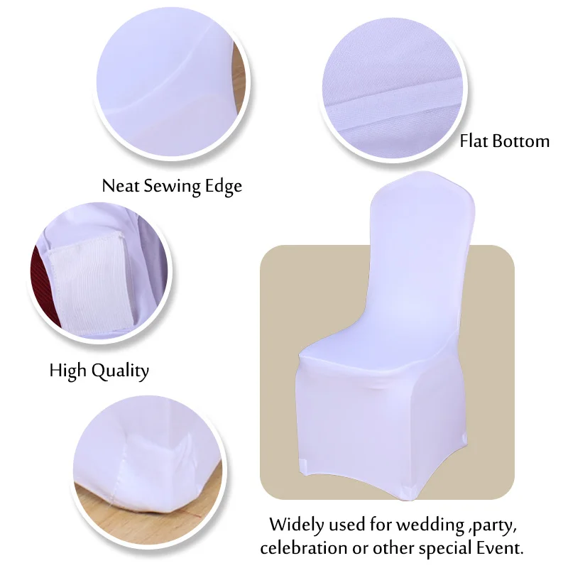 10 30 50 Pcs Universal White Stretch Spandex Chair Cover Lycra Polyester Fabric Wedding Banquet Party Hotel Dining Covers | Дом и сад