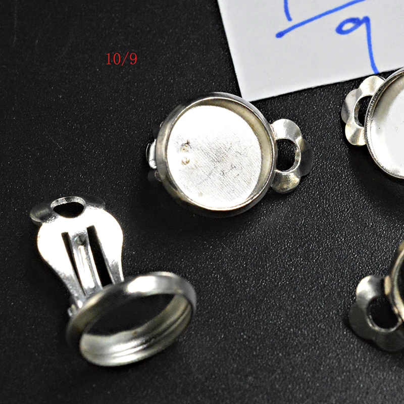 FLTMRH 4 шт 10 мм Серьги-клипсы настройки база камео кабошон лоток принадлежности для