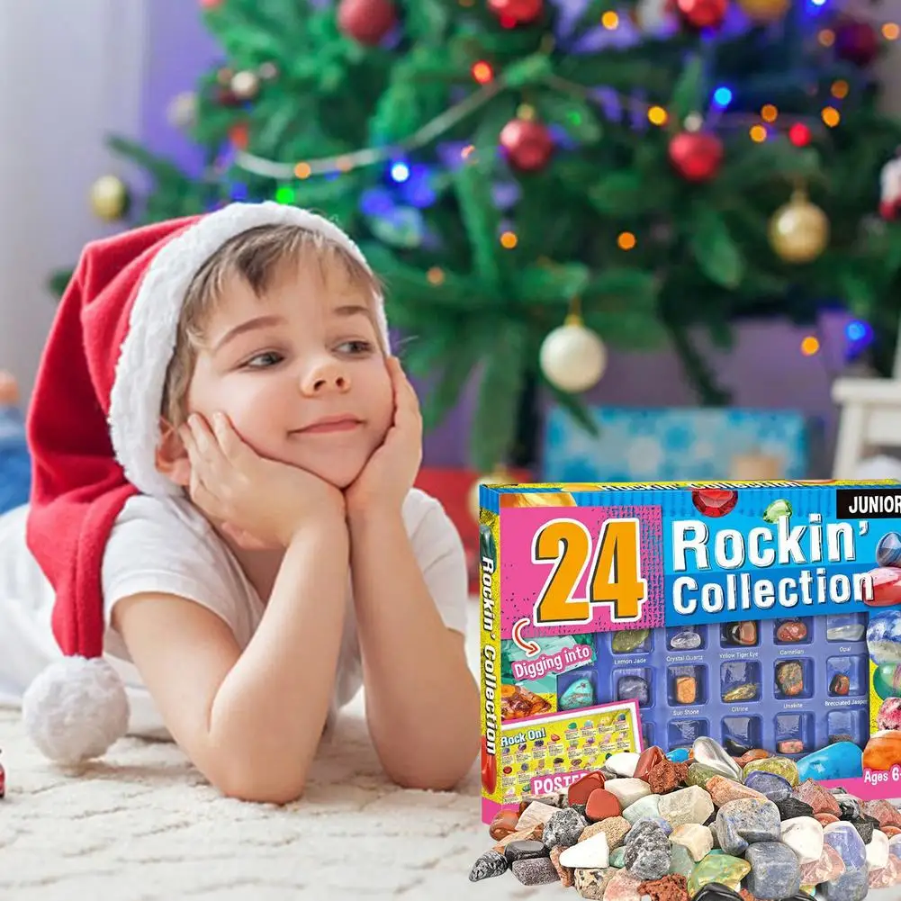 Advent Calendar Christmas 24 Days Countdown 24PCS Rock Mineral Kits Gift Educational Toys Festive Holiday Decor | Игрушки и хобби