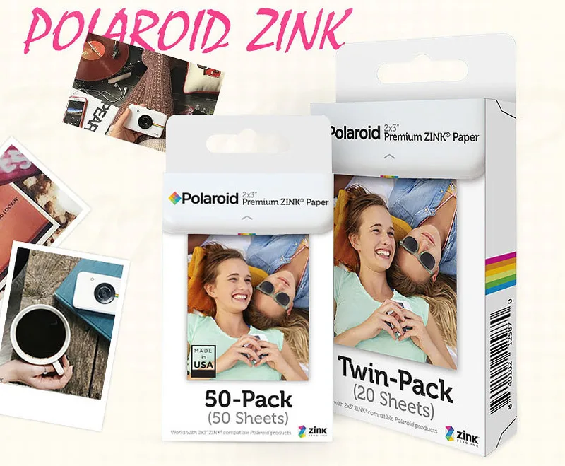 20/50 листов Polaroid Instax 2x3 дюйма Премиум ZINK пленка фотобумага двойная упаковка для Snap