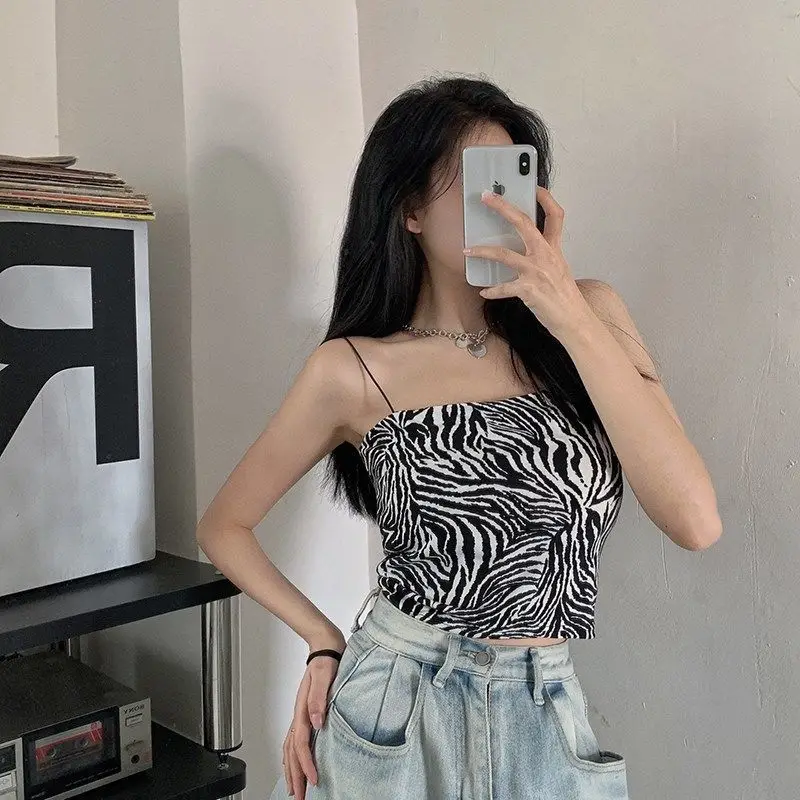 Women Corset Tops Spring Camisole Women's Sexy High Waist Zebra Print Top Tank Camis Crop Top For Women