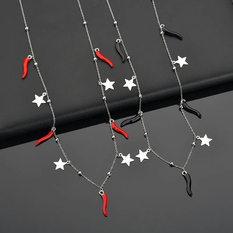 ELSEMADE подвеска Звезда Луна ожерелье для женщин ювелирные изделия из нержавеющей