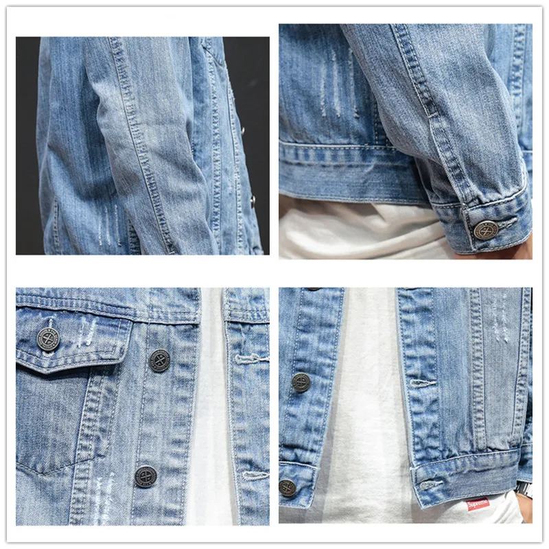 JDDTON Осенняя мужская джинсовая куртка бомбер с несколькими карманами хлопковая