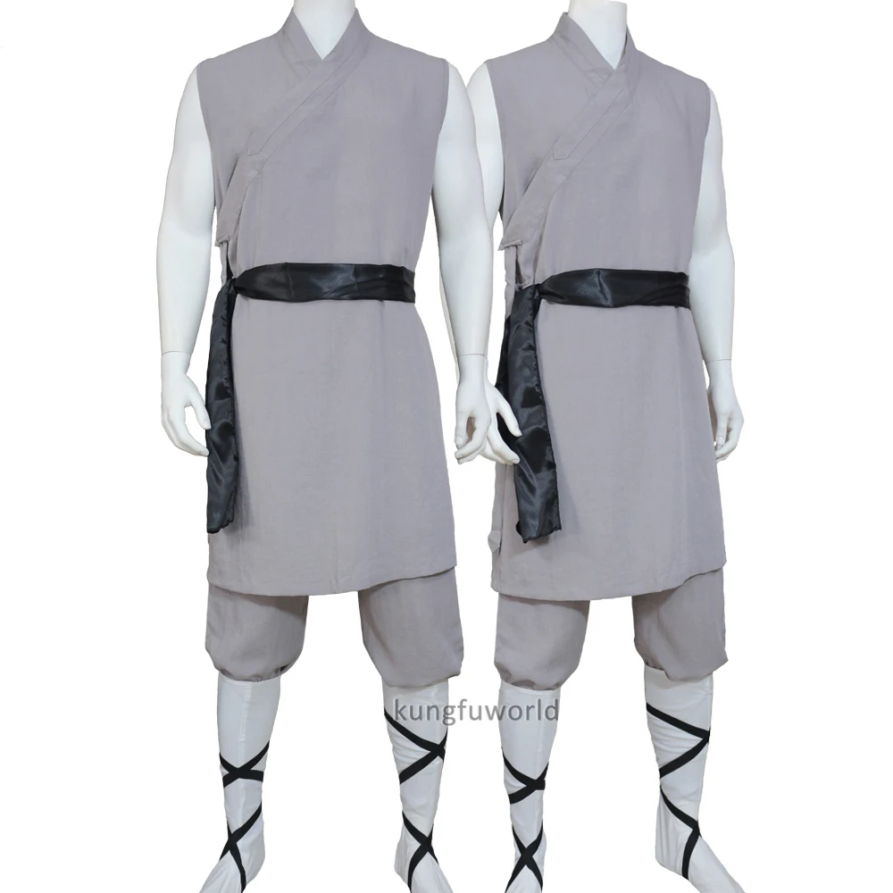 Красивый костюм-монах shaolin monk summer kung fu форма для Тай Чи без рукавов одежда боевых