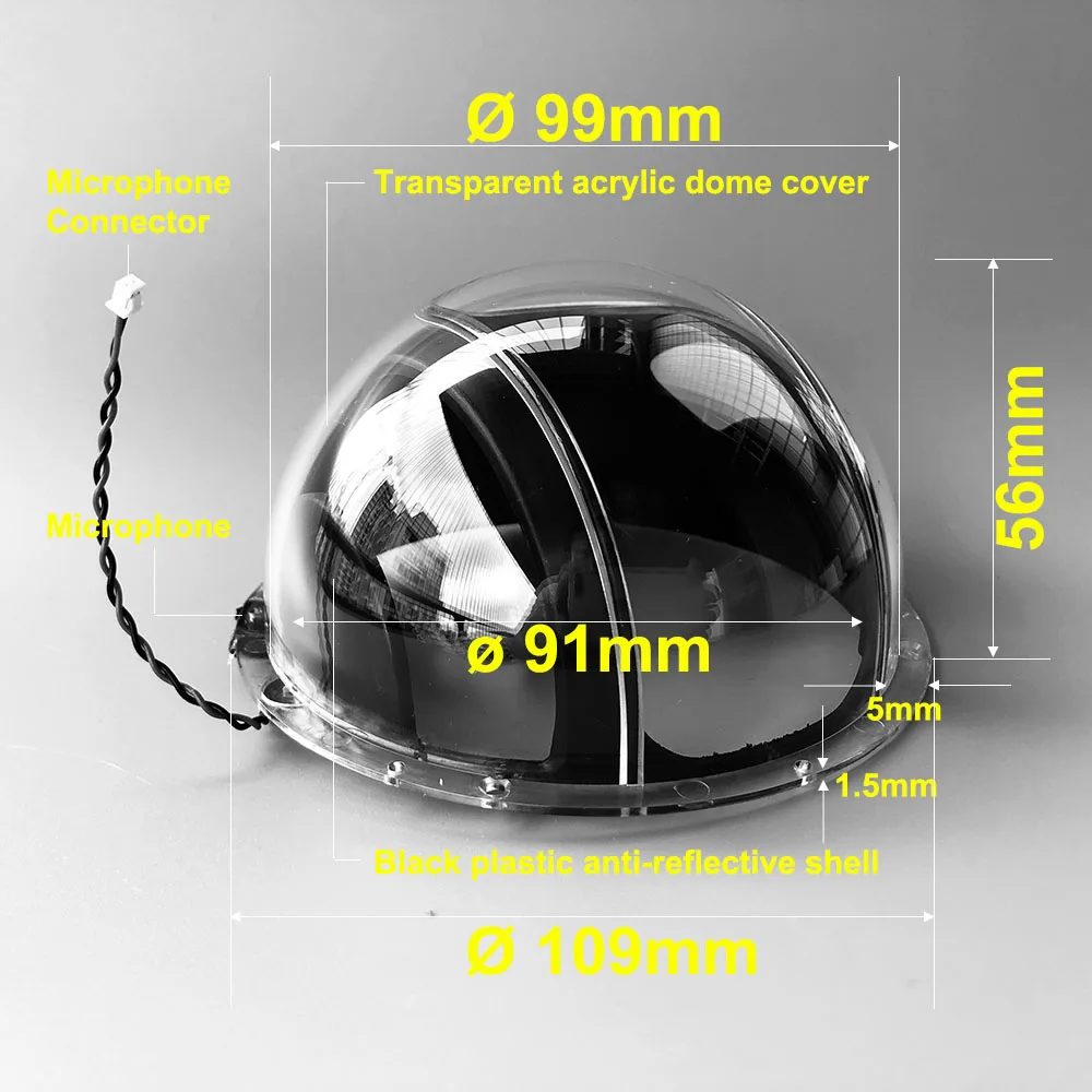 

4 Inch Indoor Outdoor Acrylic Clear Lens Cap Dome Cover Surveillance CCTV Camera Housing Case for Wifi PTZ IP Camera 109x56mm