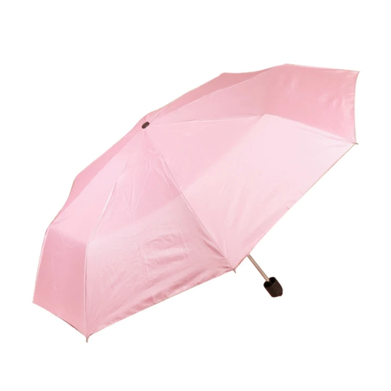 Tri-fold Solid Color Umbrella Women UV Small Umbrellas Parasol Girls Anti-UV Waterproof Portable Ultralight Travel Dropshipping