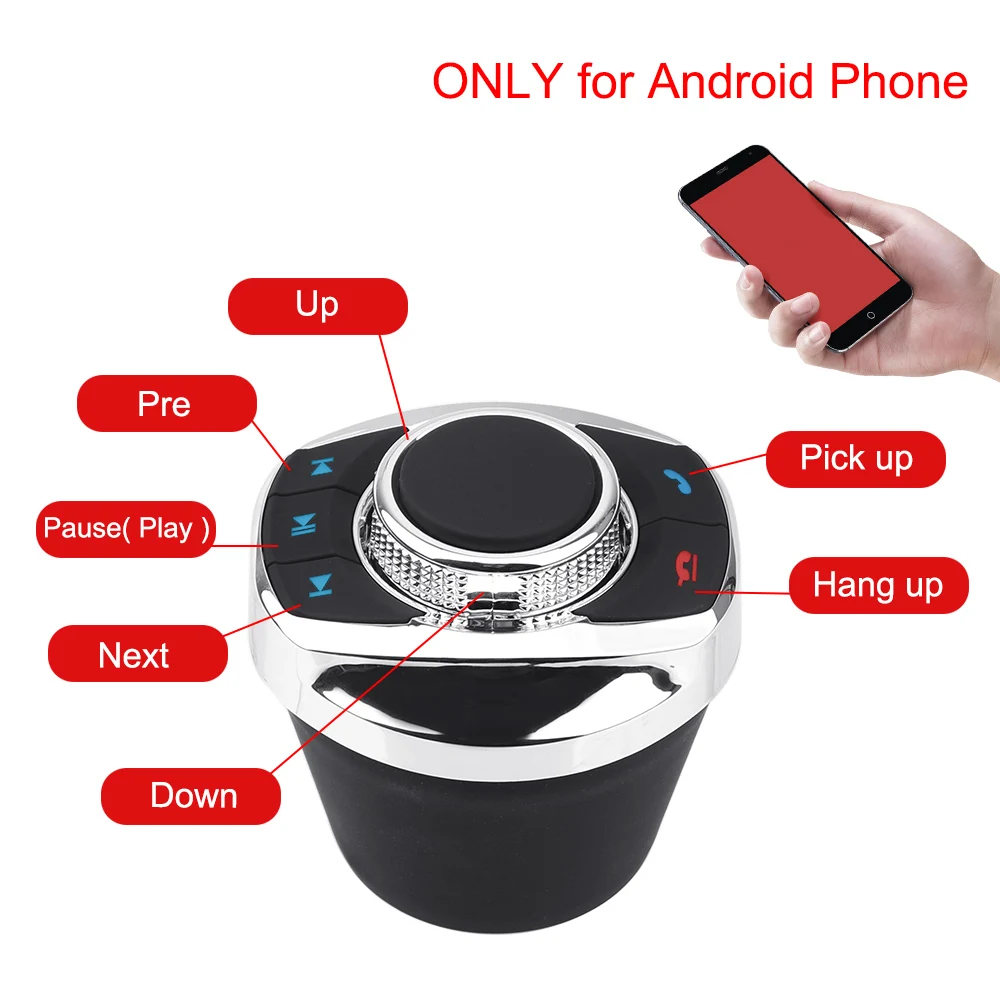 bluetooth wireless car steering wheel control button for audio radio dvd android phone onlyconsole hole fixed auto accessories free global shipping
