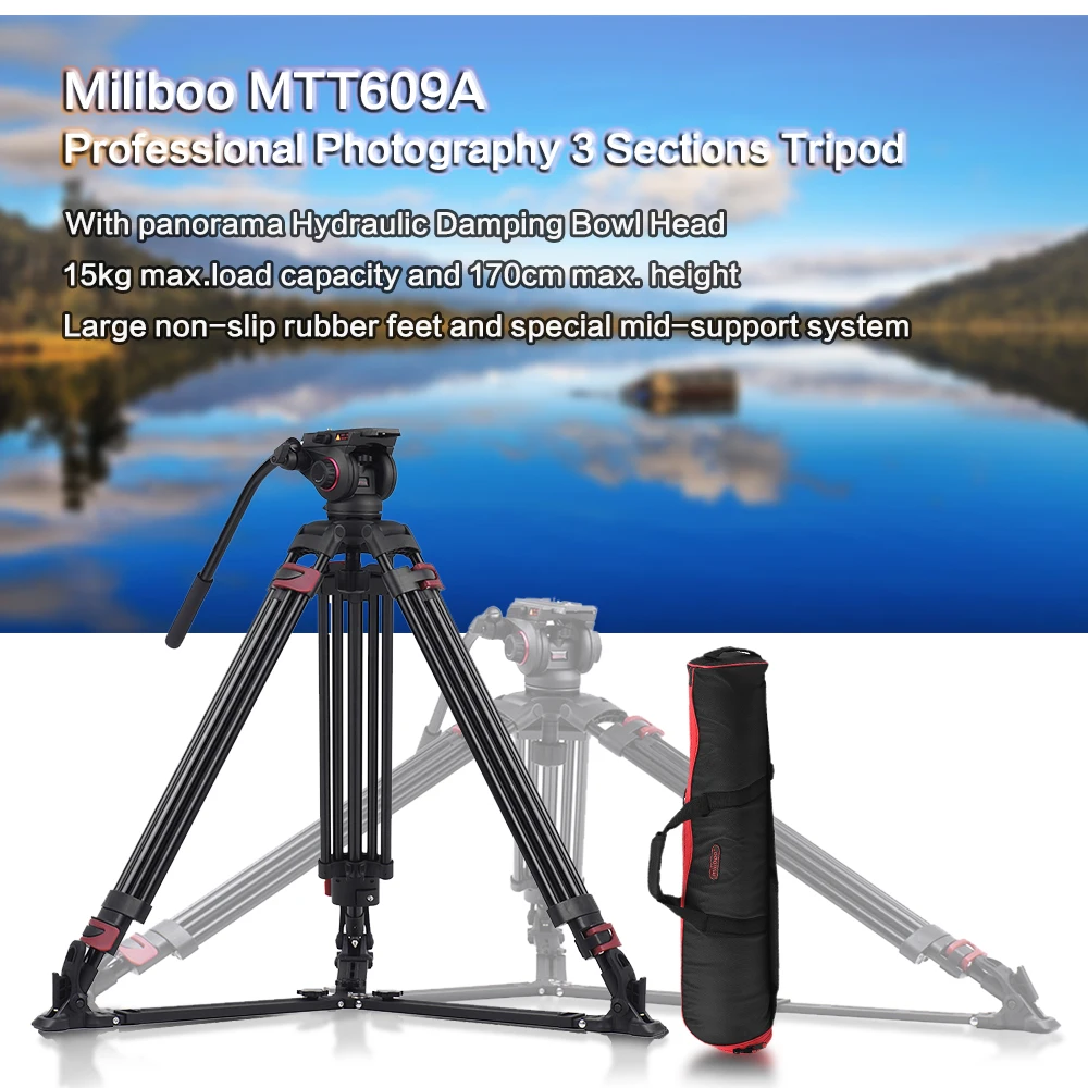 Miliboo MTT609A Профессиональный штатив для Canon Nikon sony DSLR камера Видеокамера фотография камера штатив w/Гидравлическая шаровая Головка