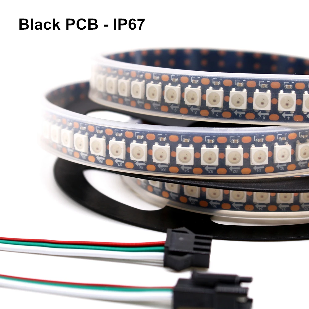 Светодиодная лента WS2812B 5 в постоянного тока RGB 50 см 1 м 2 3 4 30/60/144 пикселей умная