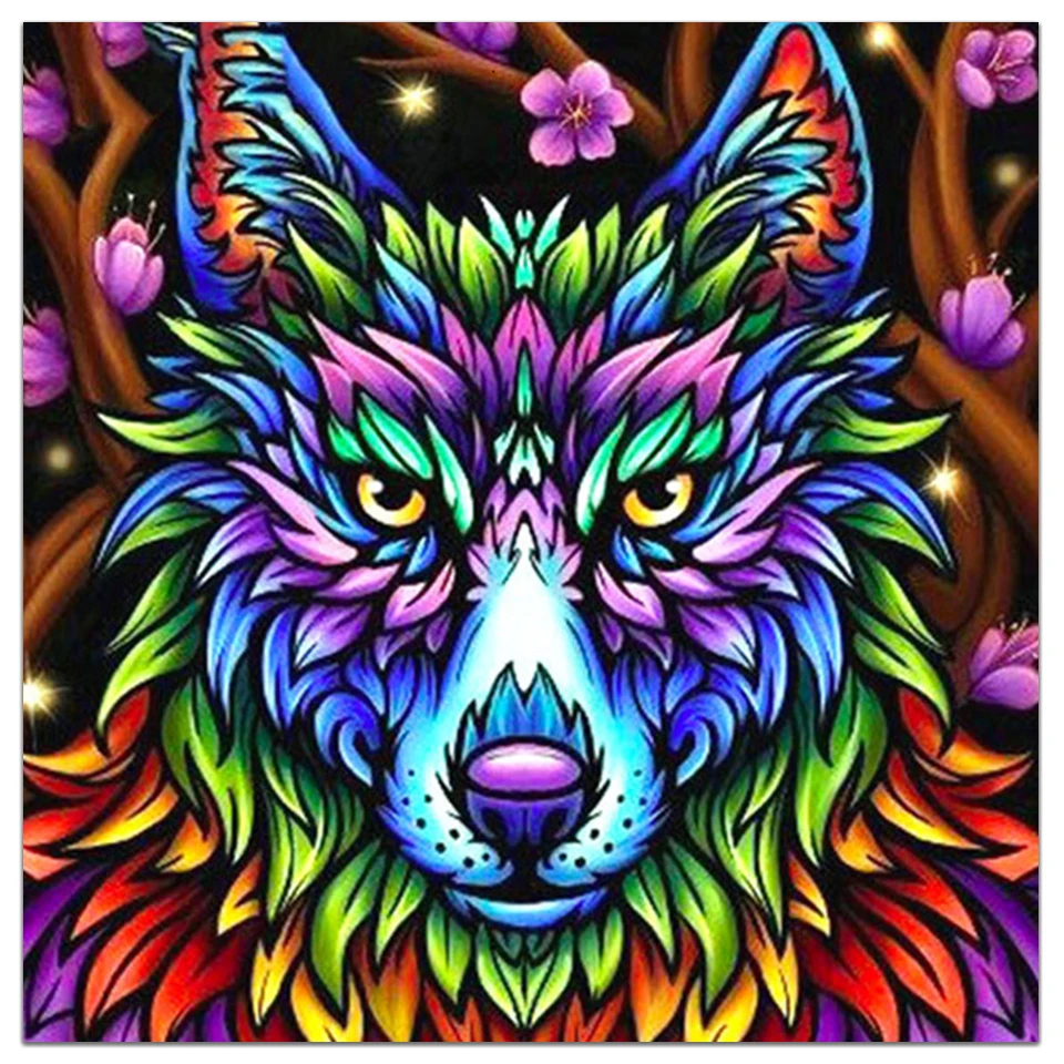 

Алмазная живопись 5D «сделай сам», Набор для вышивки крестиком с изображением волка, совы, мозаика для творчества, декор Стразы