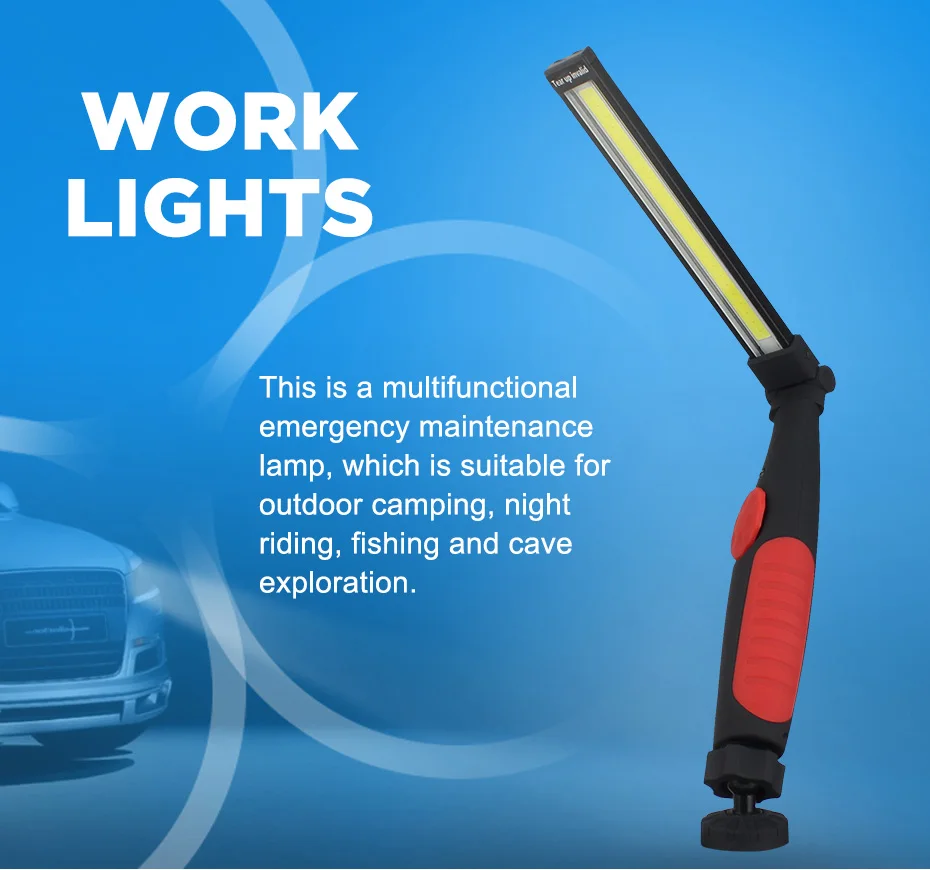 Портативный COB lampen industrieel USB Перезаряжаемый вращающийся на 360 ° Рабочий фонарь для мастерской, ремонта автомобиля, домашнего использования, аварийный D4