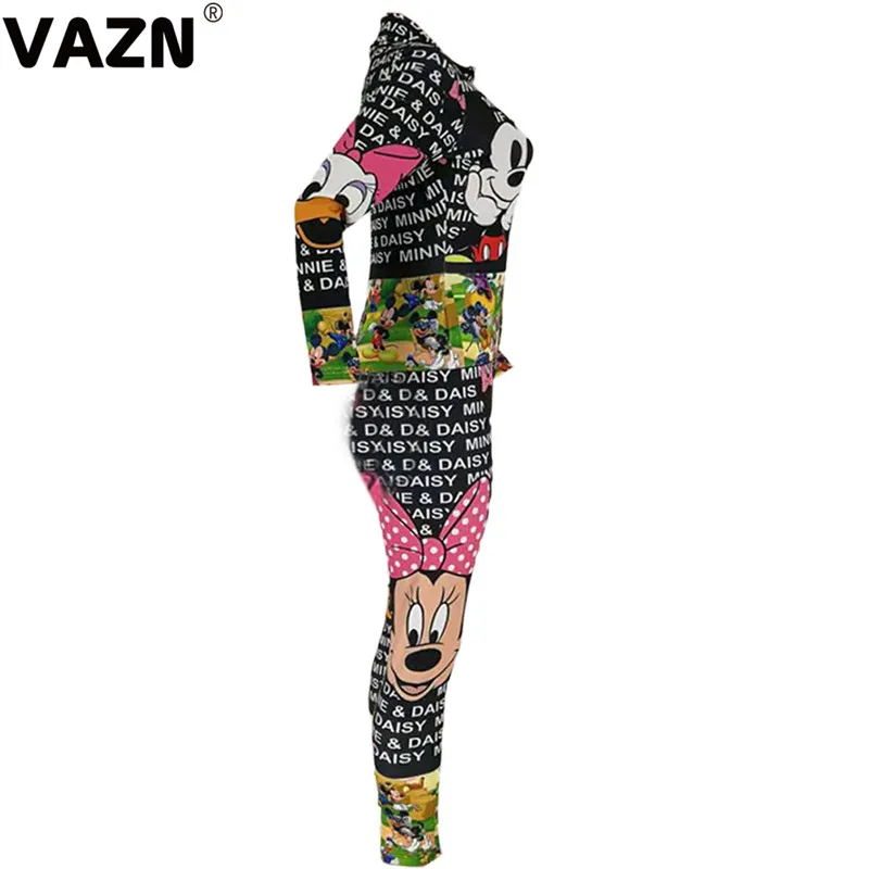 VAZN HM6162 велосипед модный дизайн письмо Pant2019 сексуальный женский комбинезон с принтом О-образным вырезом с длинным рукавом облегающий спортивный костюм длинный комбинезон