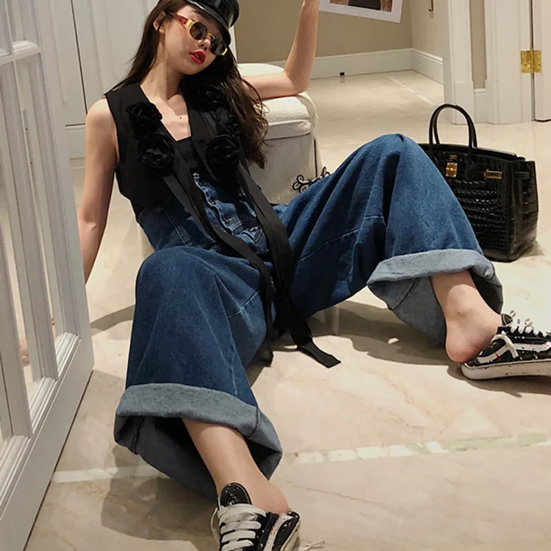 SHENGPALAE полная длина пуговицы карманы джинсы высокая талия свободные широкие ноги