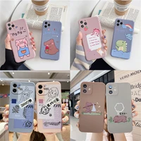 for iphone 13 camera protection case cartoon bear girl frosted phone case for iphone 13 pro max cover soft shockproof back cover