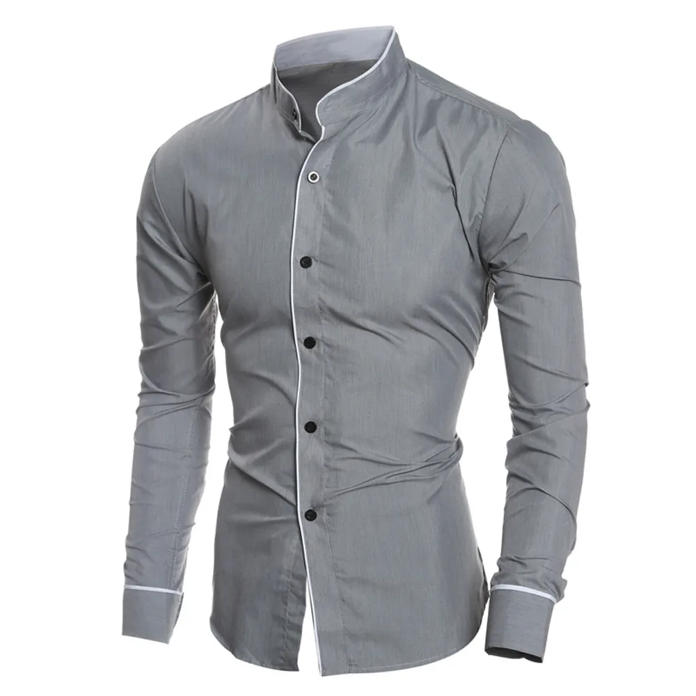 

High Quality Men Shirt Slim Long Sleeve Solid Casual Slim male Shirt Drop Shipping 0727