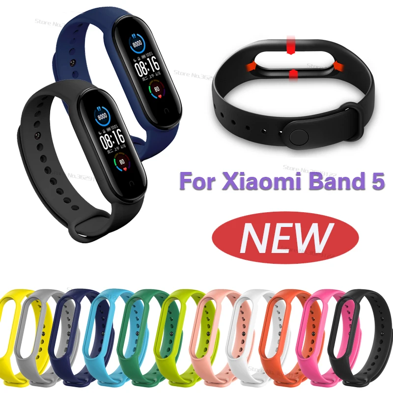 Силиконовый ремешок для Xiaomi Mi Band 5 сменный мягкий mi bend5 браслет 5|Смарт-аксессуары|