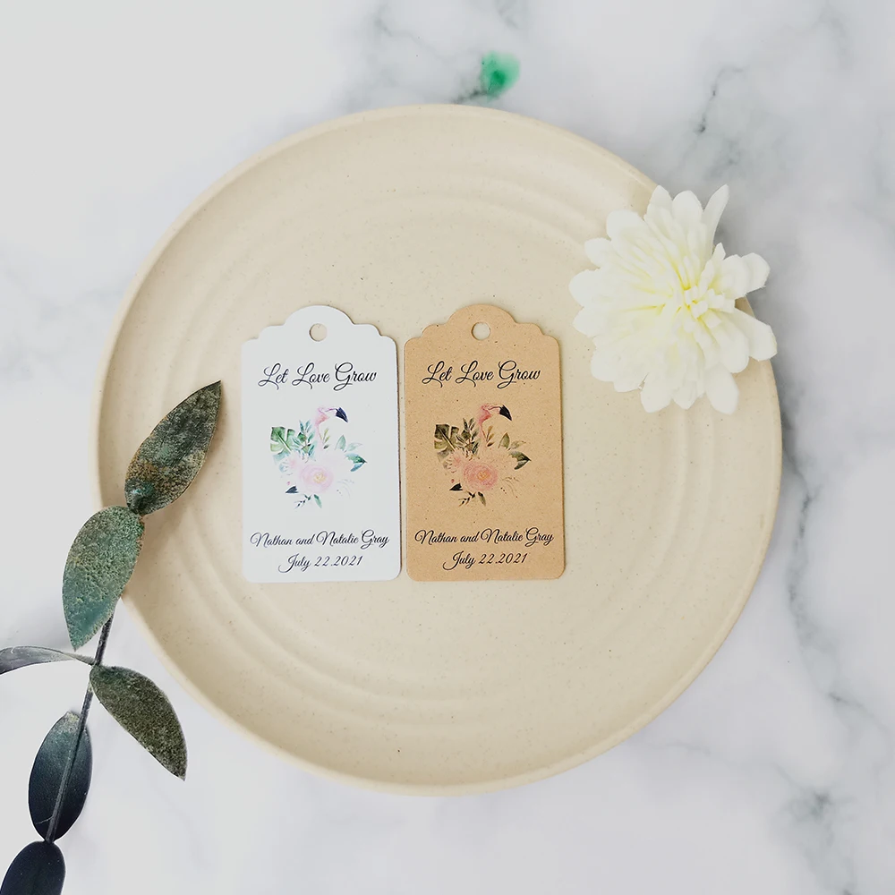 

JD30-100 Pcs 35x62mm Kraft Label Name Tags Plant Tags Customized With Own Logo Let Love Grow Hang Tags For Handmade Items