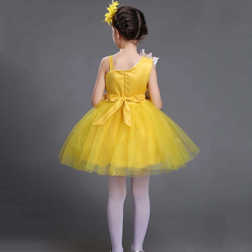 Детское рождественское платье для девочек с асимметричным вырезом и большим