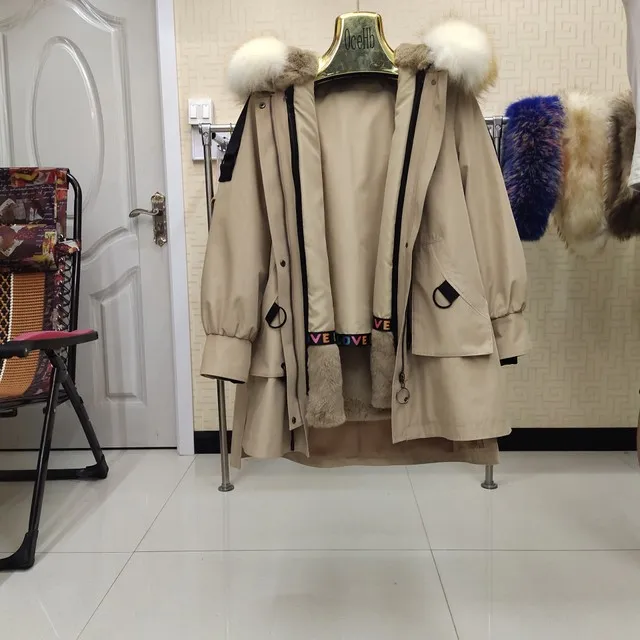 Оверсайз теплые парки из натурального меха thikcer женская зимняя подкладка