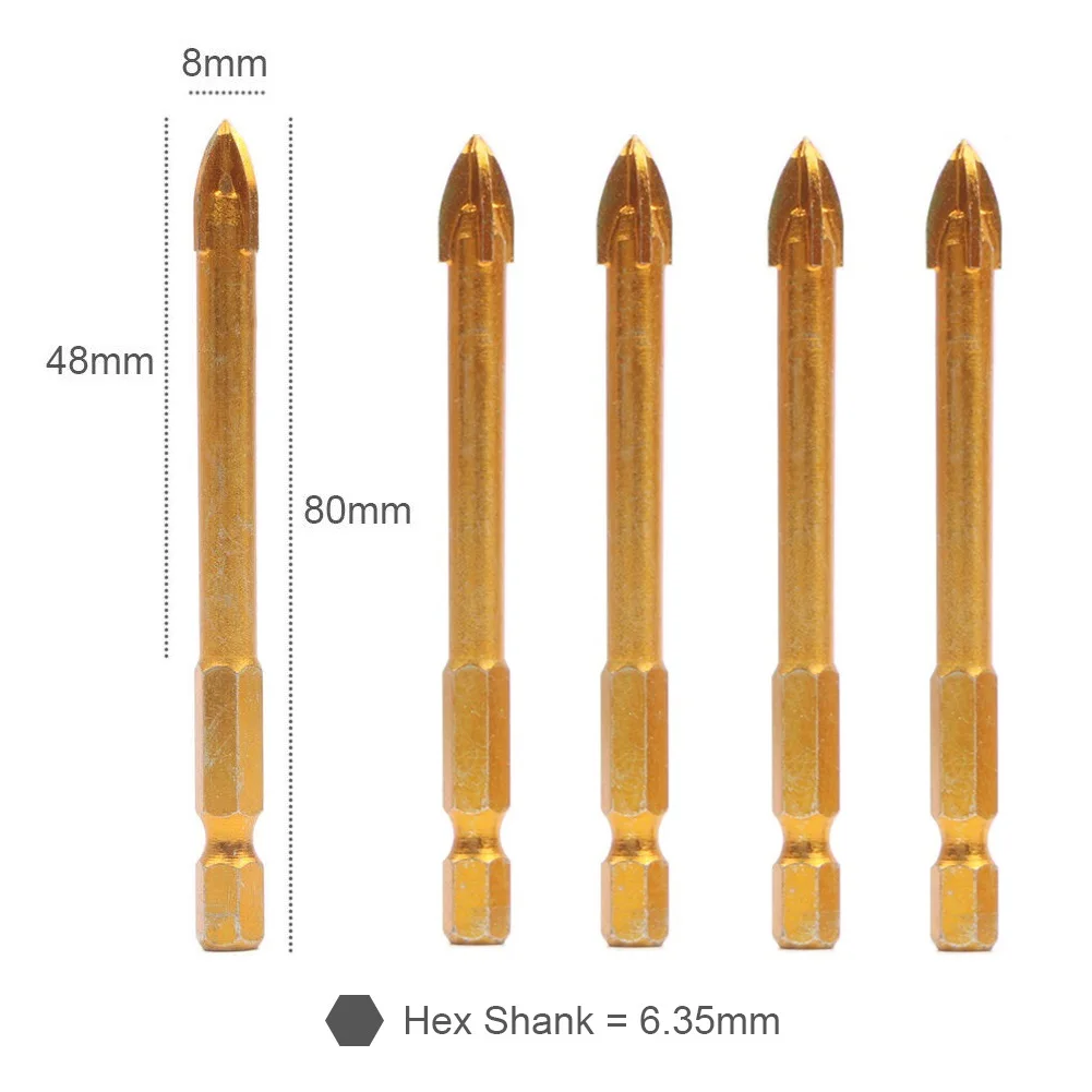 

Hole Drill Bit Tile Wood Marble Hex Shank 5pcs Tungsten Steel YG6 Metal