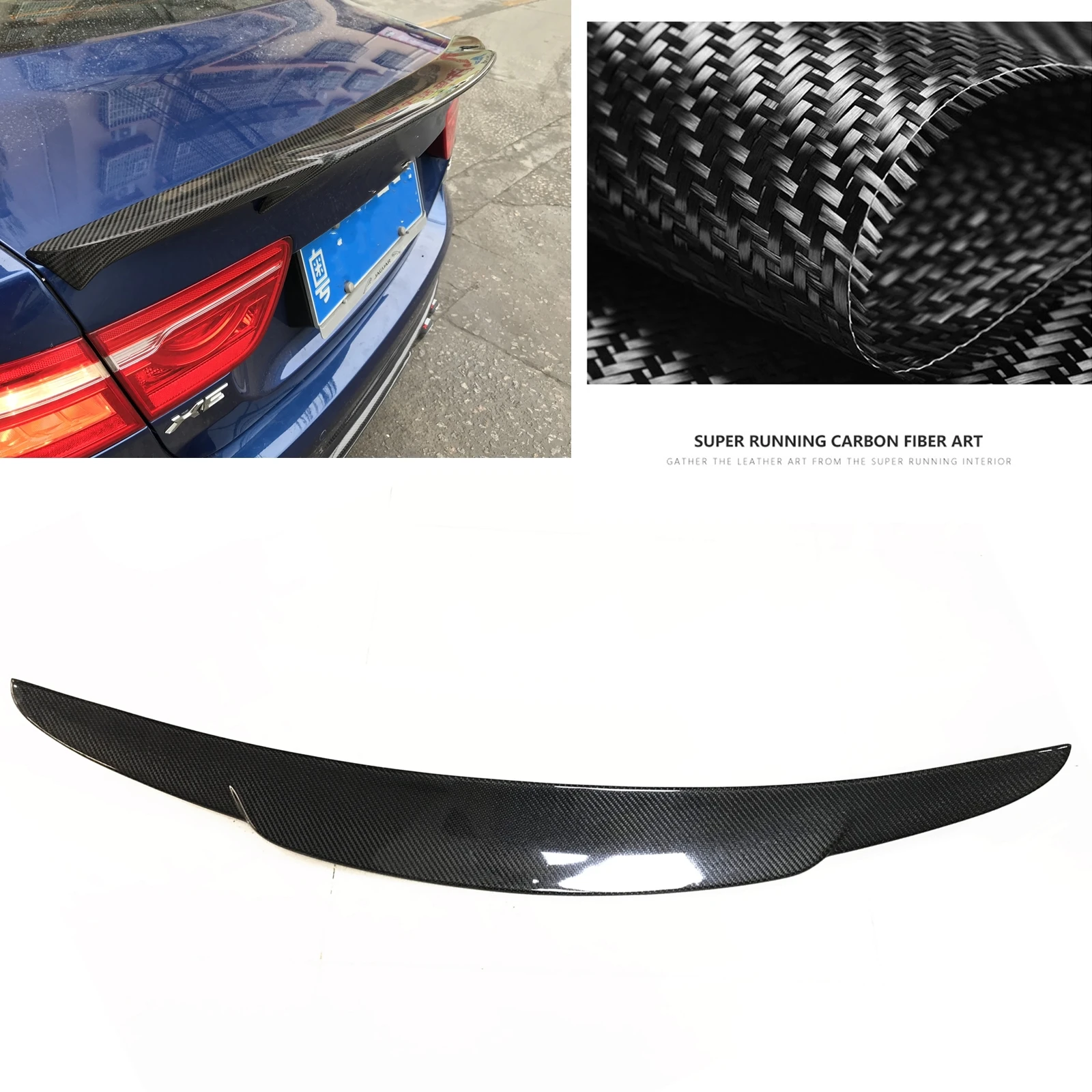 

For Jaguar XE 2016-2018 Sedan 4-Door Real Carbon Fiber Trunk Rear Spoiler Wing Tailgate Lid Trim Decklid Flap Upper Splitter Lip
