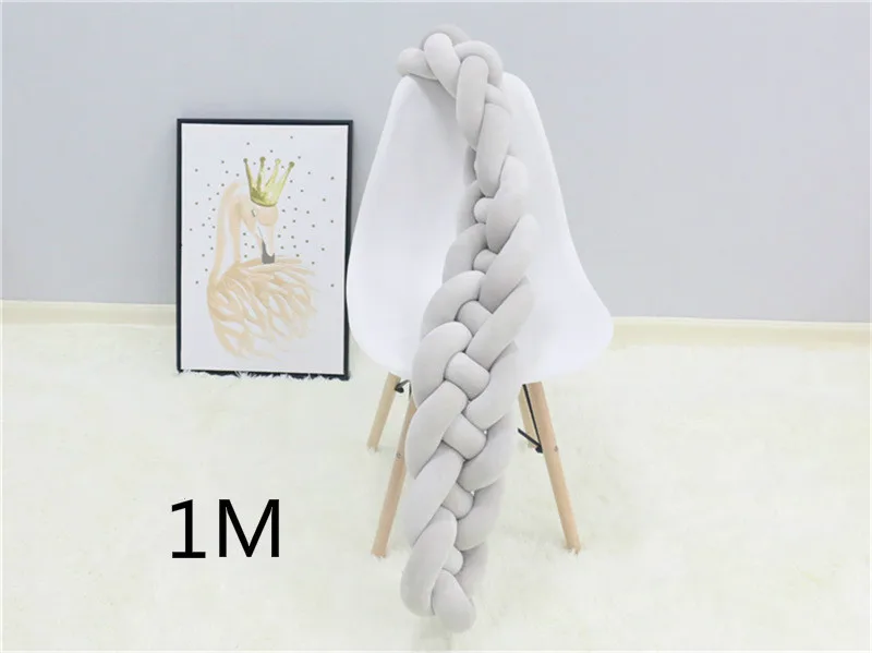 as picture 1M 1 м/2 м/3 м Детская кровать бампер 4 косички детская кровать Декор чистый ткачество плюшевый новорожденный узел кроватка бампер протектор для детской комнаты декор - Цвет: as picture 1M