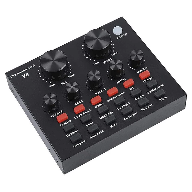 

V8 Audio USB Headset Microphone Webcast Live Sound Card 112 Kinds Of Electric Sound Broadcast For Phone PC Bluetooth-compatible