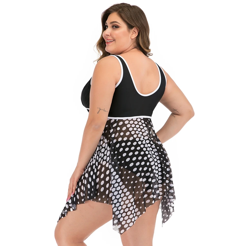 2020 купальник размера плюс для женщин танкини Купальная юбка в горошек винтажном