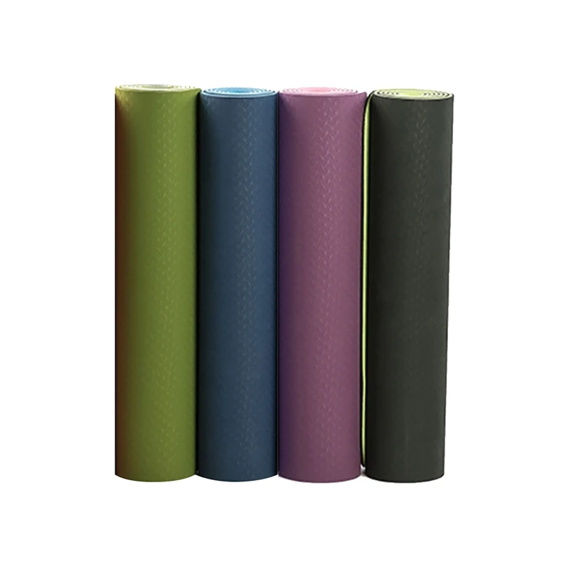 

6Mm Tpe Two-Color Non-Slip Yoga Mat Sports Mat 183x61Cm Gym Home Fitness Tasteless Mat Black