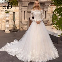 sodigne elegant country wedding dresses 2022 luxury lace appliques a line long sleeve bridal gowns wedding women dress