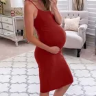 Летнее однотонное платье для беременных женское платье без рукавов на бретельках длинное платье для кормящих грудью и кормящих матерей Kleding Zomer