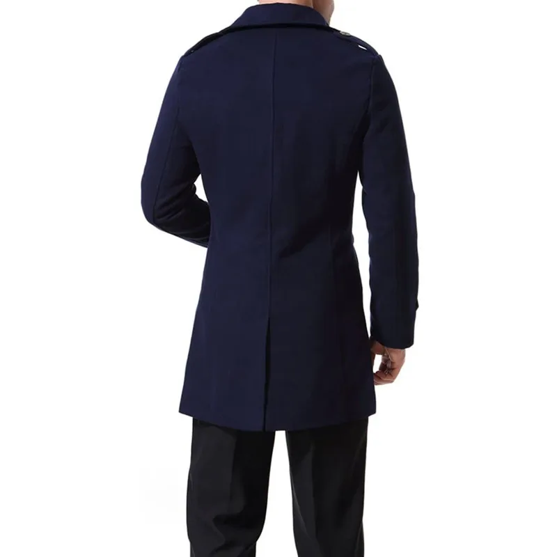 Горячая Распродажа мужские темно-синие полупальто с вырезом на лацкане/Модные