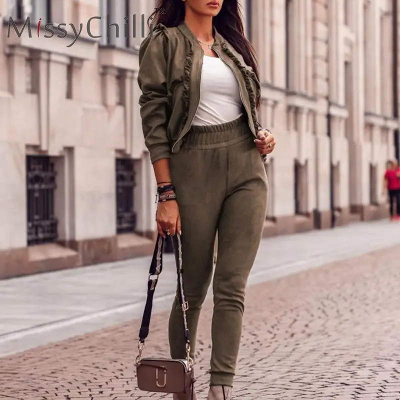 Женский комплект из двух предметов MissyChilli базовая короткая куртка с оборками и