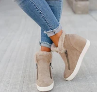 womens ankle boots cow suede leather boot natural fur warm winter shoes fashion slip on snow boots for women zapatillas muje