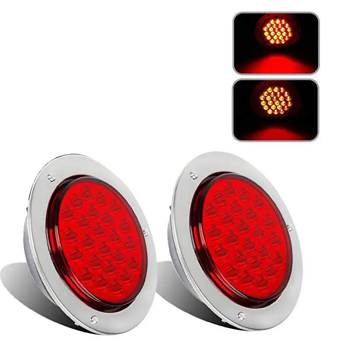 

2pcs 24LED Red 4Inch Round Car Truck Tail Light Turn Signal Brake Light For Trucks Trailers 4WD Caravans Motor Homes